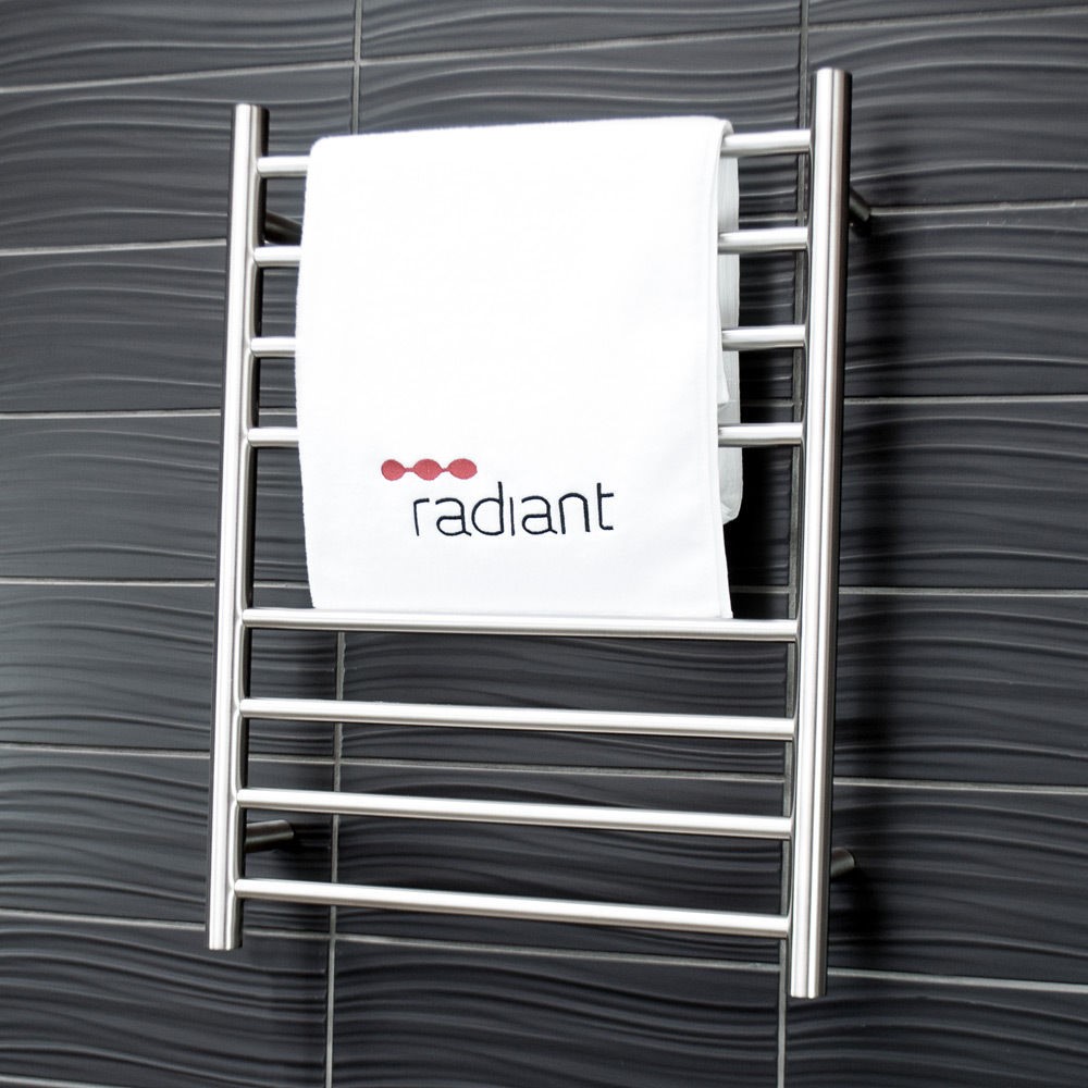 Radiant Heated Towel Rails Mirror Finish Round Bar 530mm Thrifty