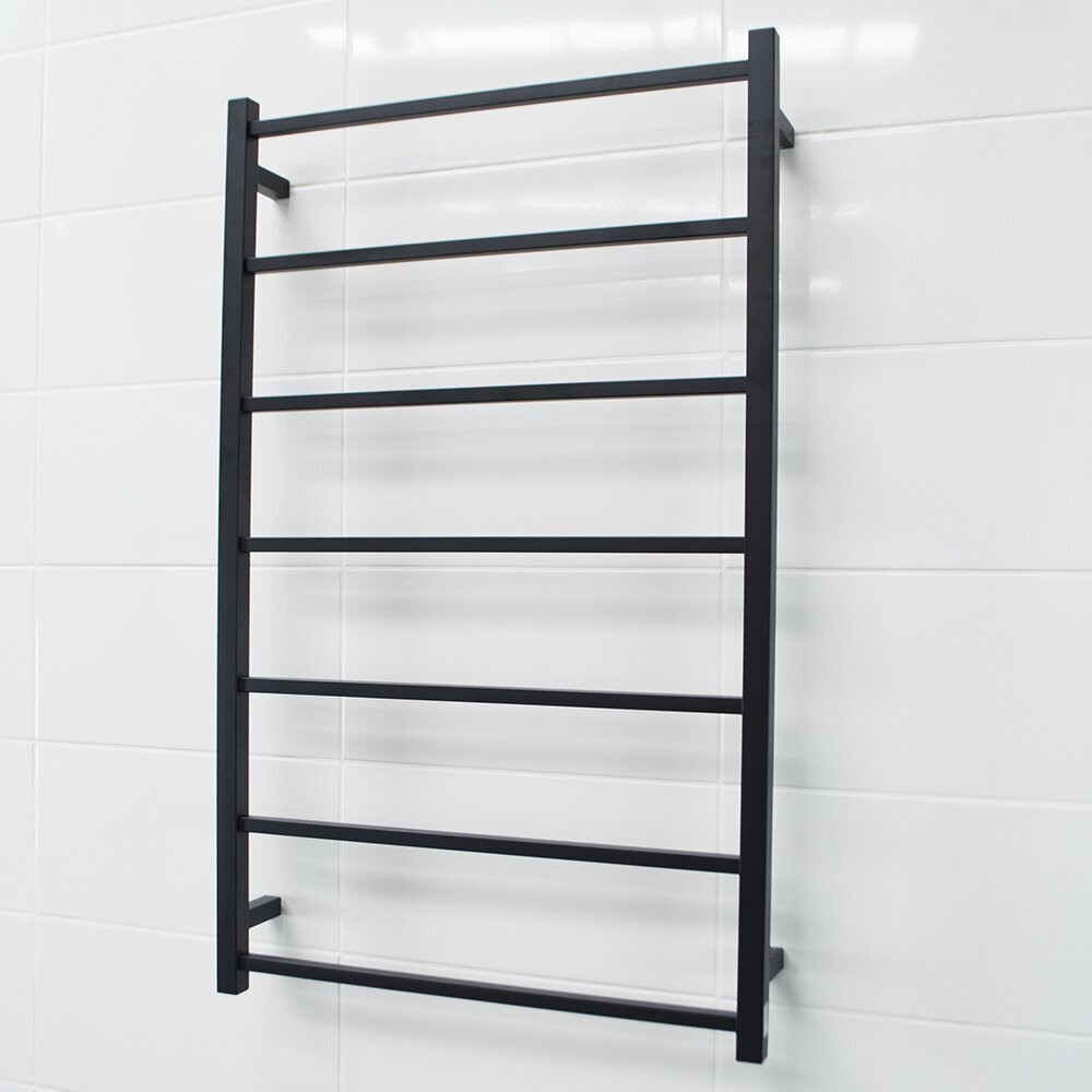 Radiant Non Heated Towel Rails Matt Black Square Bars 700mm Thrifty