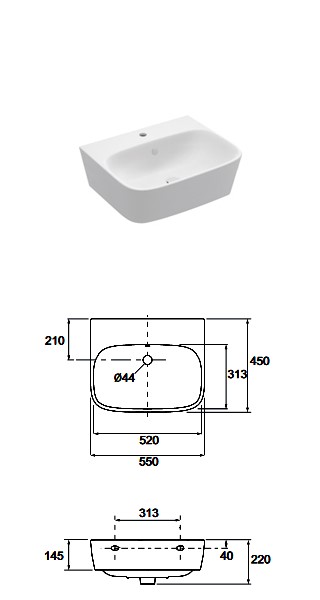 Kohler Modern Life Wall Hung Basin With 1 Taphole White Thrifty Bathrooms - Kohler Modern Life Wall Hung Pan