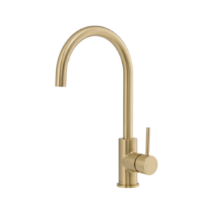MIXX ANISE ROUND GOOSENECK SINK MIXER BRUSHED GOLD FREE