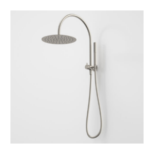 Caroma Liano II Compact Twin Shower with Overhead - Brushed Nickel