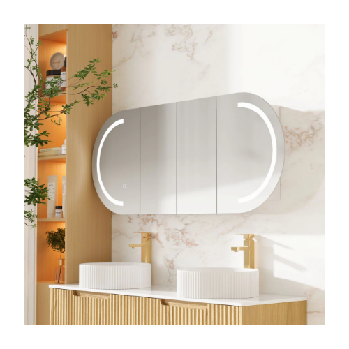 Mercio Athena 1500mm LED Oval Wall-Hung Shaving Cabinet AT-15060O-MW - Image 3