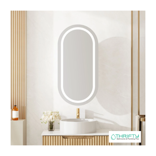 Mercio Athena 450 x 900mm LED Oval Wall-Hung Shaving Cabinet - Single Door AT-4590O-MW