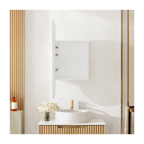 Mercio Athena 450 x 900mm LED Oval Wall-Hung Shaving Cabinet - Single Door AT-4590O-MW - Image 2