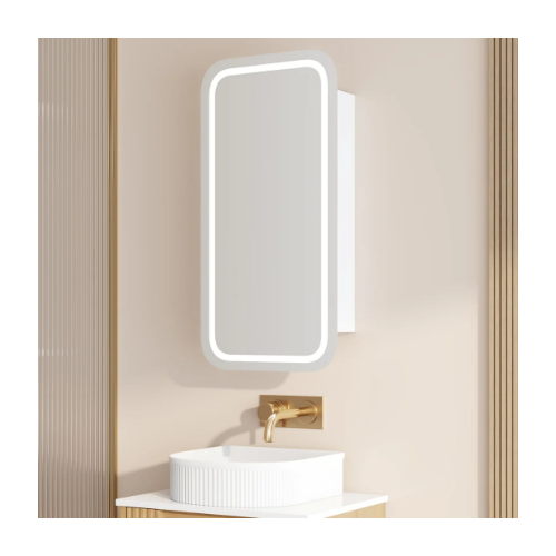 Mercio Athena 450 x 900mm LED Square Wall-Hung Shaving Cabinet - Single Door AT-4590SQ-MW - Image 3