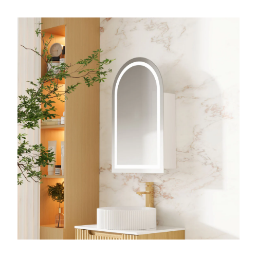Mercio Athena 500 x 900mm LED Arch Wall-Hung Shaving Cabinet - Single Door AT-5090A-MW - Image 3