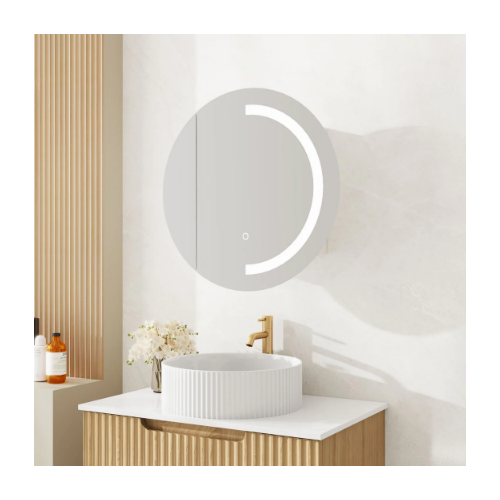 Mercio Athena 600mm LED Round Wall-Hung Shaving Cabinet - Single Door - Image 3
