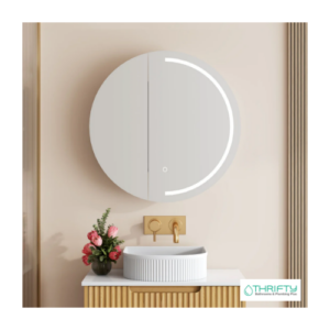 Mercio Athena 750mm LED Round Wall-Hung Shaving Cabinet - Single Door AT-75R-MW