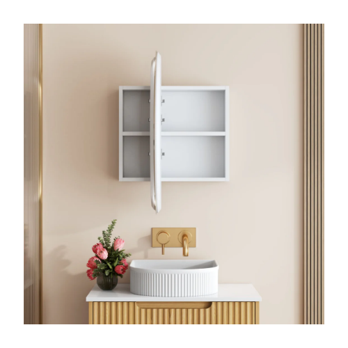 Mercio Athena 750mm LED Round Wall-Hung Shaving Cabinet - Single Door AT-75R-MW - Image 2