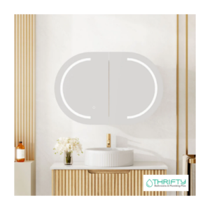 Mercio Athena 900mm LED Oval Wall-Hung Shaving Cabinet AT-9060O-MW