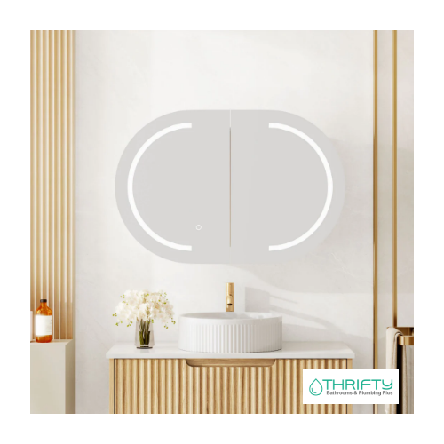 Mercio Athena 900mm LED Oval Wall-Hung Shaving Cabinet AT-9060O-MW