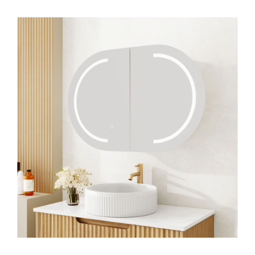 Mercio Athena 900mm LED Oval Wall-Hung Shaving Cabinet AT-9060O-MW - Image 3