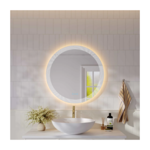 Mercio Freya 800mm LED Textured Round Mirror FR-80-RDL