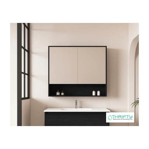 Mercio HERA 900mm Shaving Cabinet - Black Oak HES-902-BO