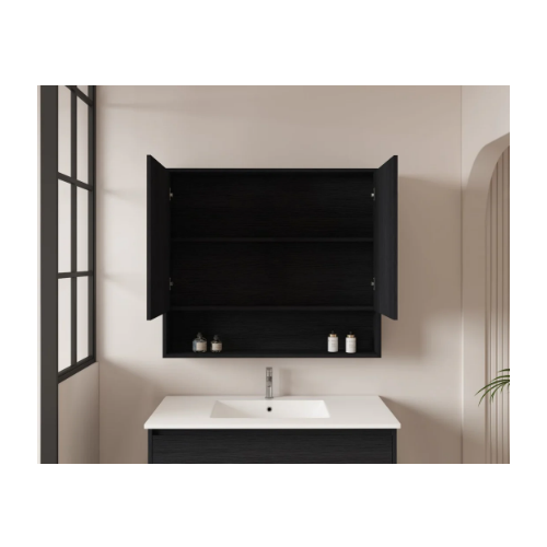 Mercio HERA 900mm Shaving Cabinet - Black Oak HES-902-BO - Image 2