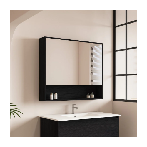 Mercio HERA 900mm Shaving Cabinet - Black Oak HES-902-BO - Image 3