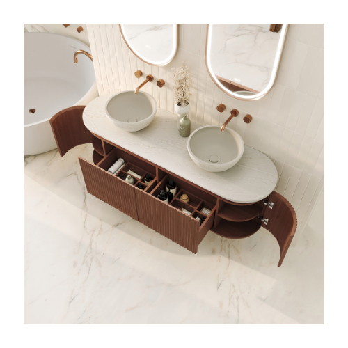 Fienza Empire Pill Walnut 1500 Wall Hung Cabinet - Image 4