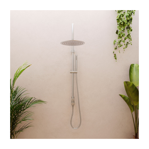 Fienza Kaya Wall Mounted Outdoor Twin Shower, Brushed Stainless Steel - Image 3