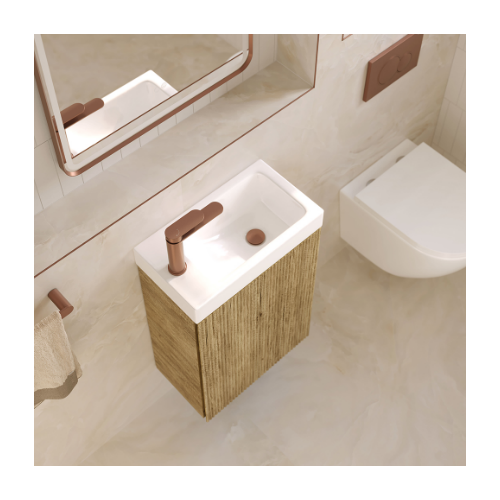 Fienza Denzel Minka 450 Wall-Hung Vanity No Overflow Scandi Oak - Image 3