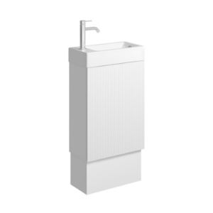 Fienza Minka 450 Vanity on Kickboard with Overflow Satin White