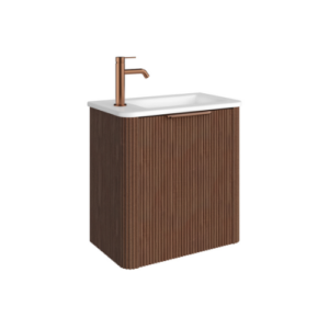 Fienza Minka Mini 550 Wall-Hung Vanity Left Hand Tap Walnut
