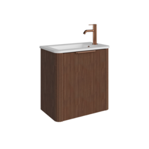 Fienza Minka Mini 550 Wall-Hung Vanity Right Hand Tap Walnut
