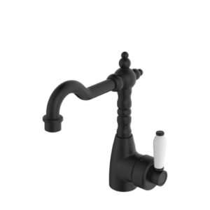 Fienza Eleanor Shepherds Crook Basin Mixer Matte Black  Ceramic