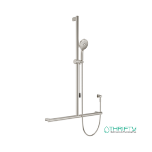 Fienza Care Inverted T Rail Shower with Push Pull Slider Brushed Nickel