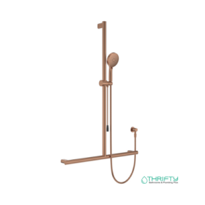 Fienza Care Inverted T Rail Shower with Push Pull Slider Brushed Copper