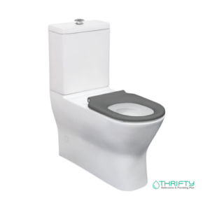 Fienza Delta Care Back-to-Wall Toilet Suite Gloss White with Grey Seat P-Trap