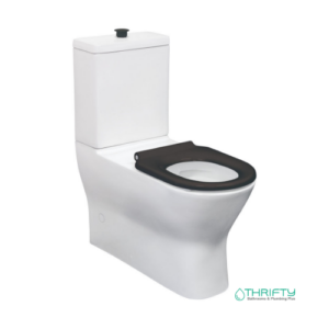 Fienza Delta Care Back-to-Wall Toilet Suite Gloss White with Black Seat P-Trap