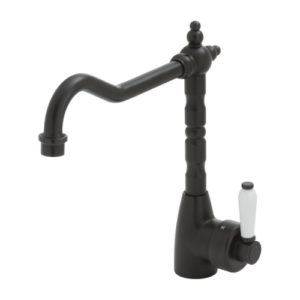 Fienza Eleanor Shepherds Crook Sink Mixer Matte Black Ceramic