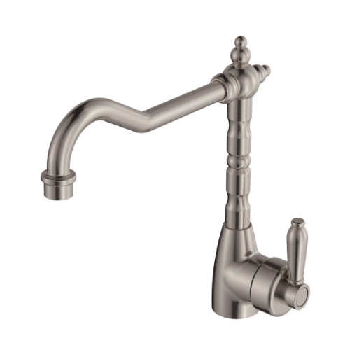 Fienza Eleanor Shepherds Crook Kitchen Sink Mixer Brushed Nickel