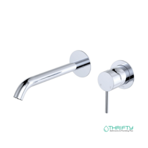 Fienza Kaya Basin Bath Wall Mixer Set Round Plates 200mm Outlet Chrome