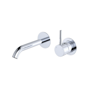 Fienza Kaya Up Basin Bath Wall Mixer Set Round Plates 160mm Outlet Chrome