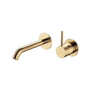 Fienza Kaya Up Basin Bath Wall Mixer Set Round Plates 160mm Outlet Urban Brass