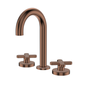 Fienza Kaya Round Hob Set Cross Taps Brushed Copper