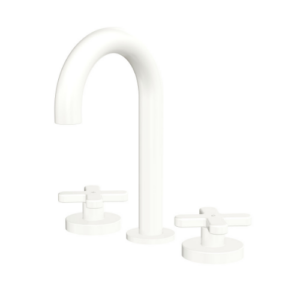 Fienza Kaya Round Hob Set Cross Taps Matte White