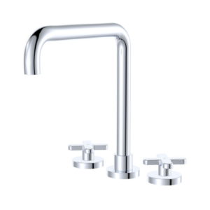 Fienza Kaya Squareline Hob Set Cross Taps Chrome