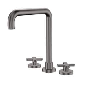 Fienza Kaya Squareline Hob Set Cross Taps Gun Metal