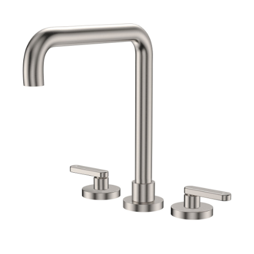 Fienza Kaya Squareline Hob Set Lever Taps Brushed Nickel