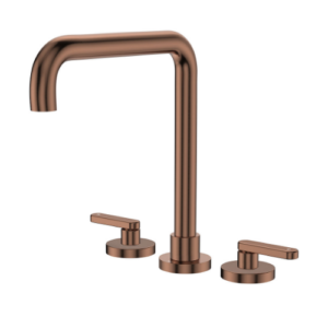 Fienza Kaya Squareline Hob Set Lever Taps Brushed Copper