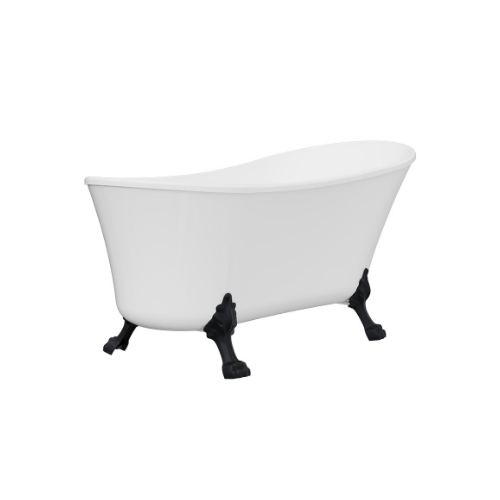 Fienza Clawfoot Freestanding Acrylic Bath 1500mm Matte Black Feet