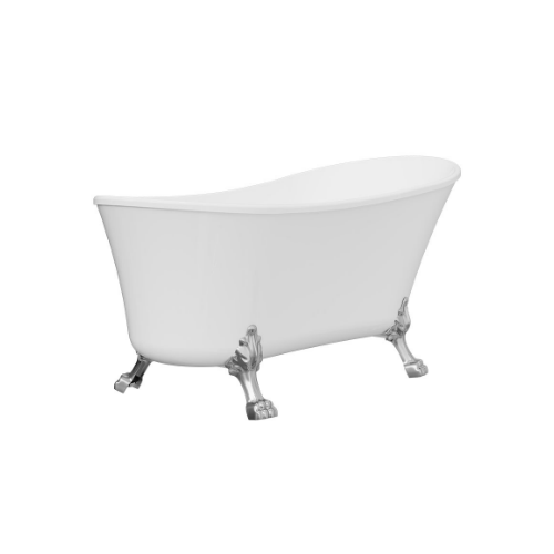 Fienza Clawfoot Freestanding Acrylic Bath 1500mm Brushed Nickel Feet