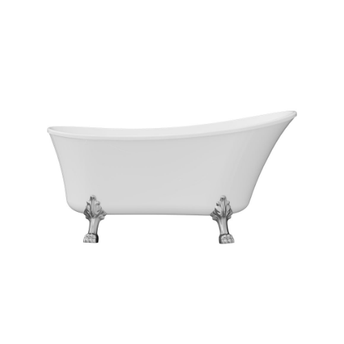 Fienza Clawfoot Freestanding Acrylic Bath 1500mm Brushed Nickel Feet - Image 2