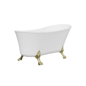 Fienza Clawfoot Freestanding Acrylic Bath 1500mm Urban Brass Feet