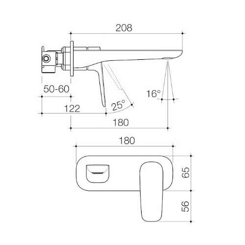 Caroma Contura® II Wall Basin Bath Mixer 180mm Chrome - Image 2