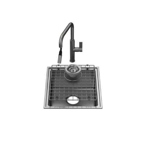 Caroma Urbane® II Single Bowl Sink with Caroma Urbane® II - Pull Out Sink Mixer Gunmetal - Image 2