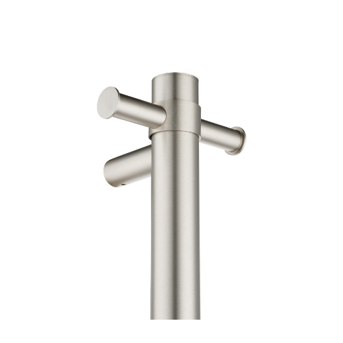 Aquaperla Round Vertical Brushed Nickel Electric Heated Towel Rack Single Bar with Timer - Image 2