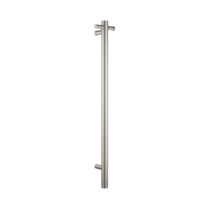 Aquaperla Round Vertical Brushed Nickel Electric Heated Towel Rack Single Bar with Timer